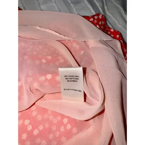 Rebecca Taylor Malia Twist Front Floral Silk Midi Dress Women's 4 Red Garden - Picture 7 of 16